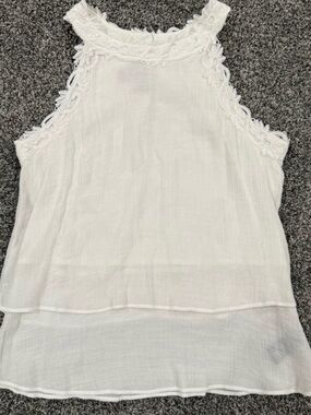 BCX White Lace-Trim Halter Camisole